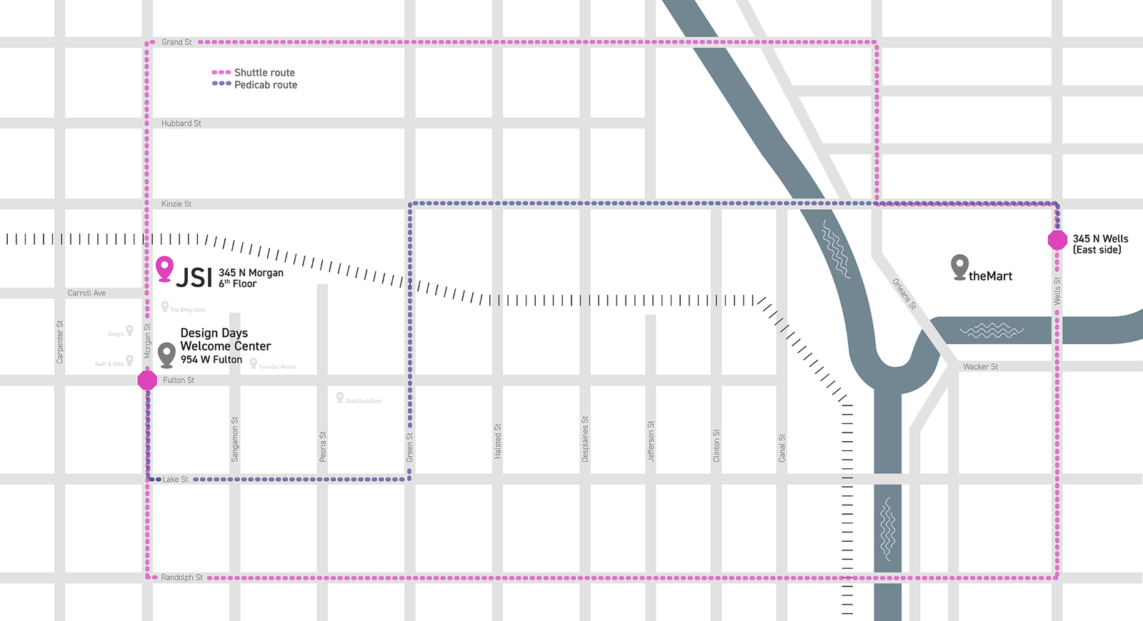 Design Days Shuttle Pedicab Map 2024