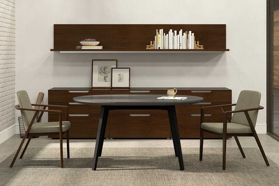 Bourne table with Bourne guest chairs
