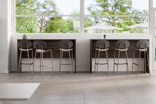 Bryn stools with Reef wall-dependent tables
